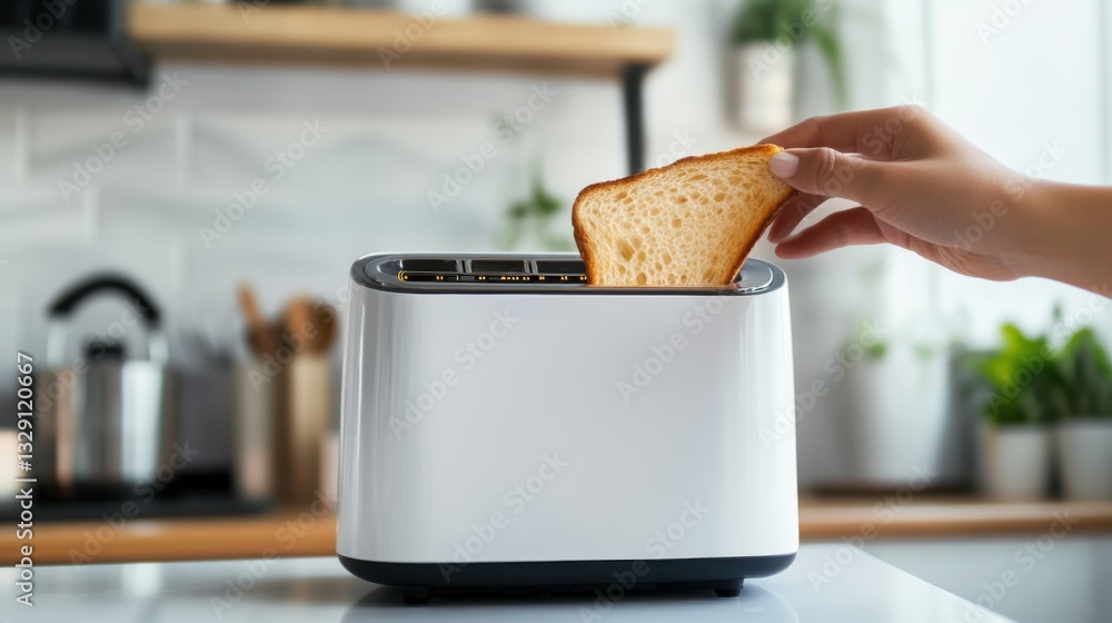Wall mural a smart toaster with browning control, kitchen with user selecting toast level, home-tech style