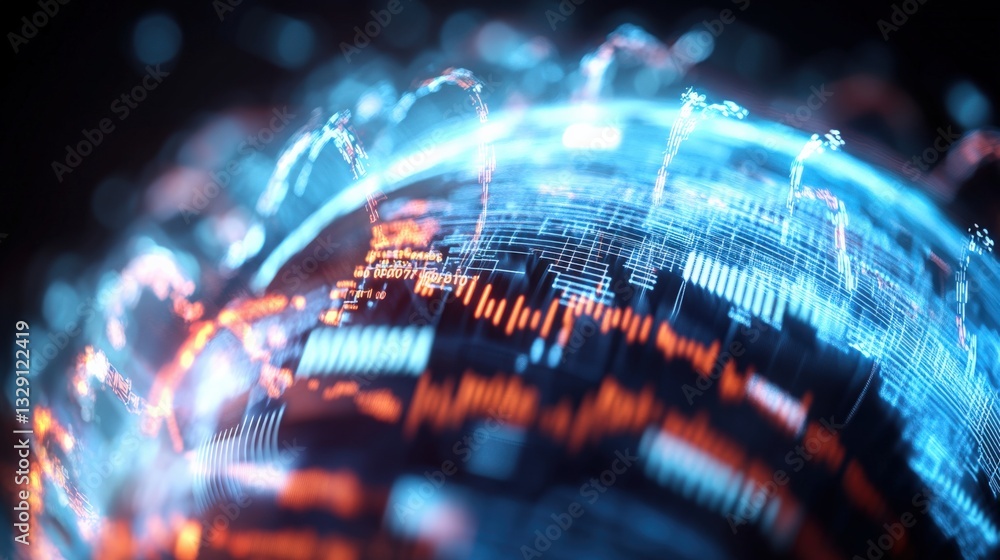 Poster dynamic digital globe visualization technology sector graphic animation futuristic environment high-