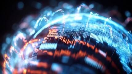 Dynamic digital globe visualization technology sector graphic animation futuristic environment high-tech viewpoint data representation