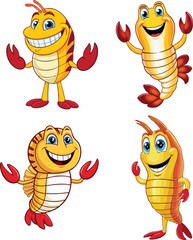 shrimp vector mascot illustration white background