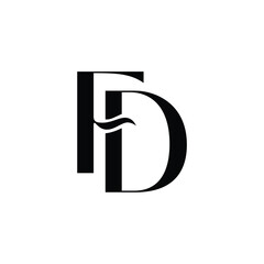 FD monogram logo design letter text name symbol monochrome logotype alphabet character simple logo