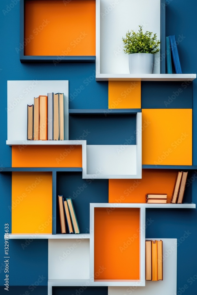 Poster a unique design of a bookshelf with books labeled as life skills.