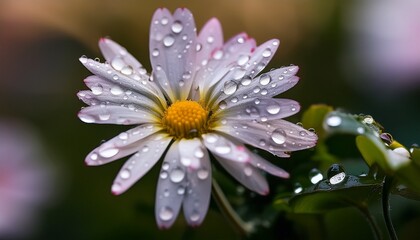 pink daisy with water drops