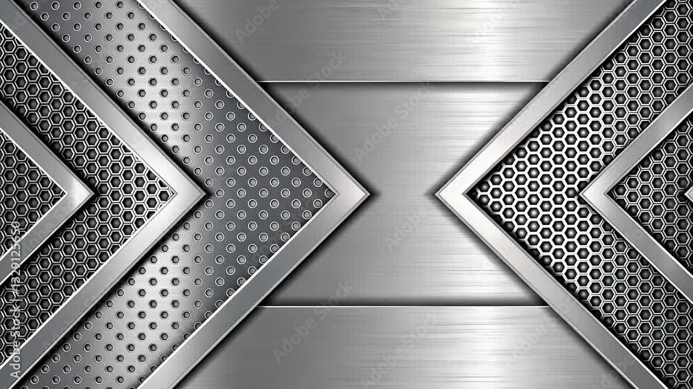 Aufkleber futuristic and technology background concept, metallic geometric pattern with mesh elements