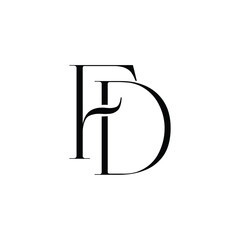 FD monogram logo design letter text name symbol monochrome logotype alphabet character simple logo