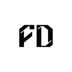 FD monogram logo design letter text name symbol monochrome logotype alphabet character simple logo