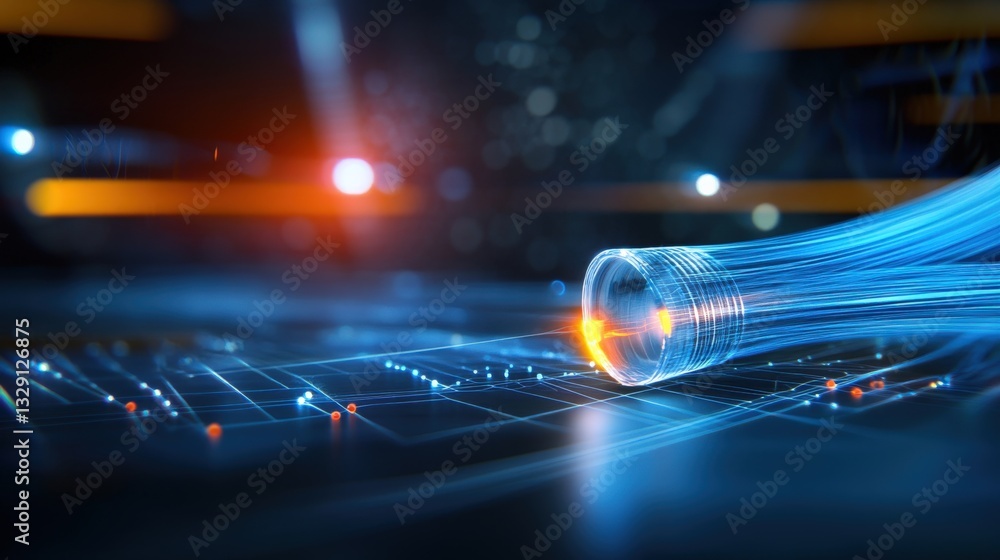 Poster innovative data transmission technology digital environment visual content futuristic setting close-