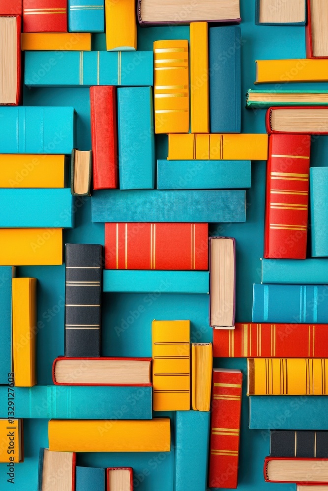 Poster a unique design of a bookshelf with books labeled as life skills.