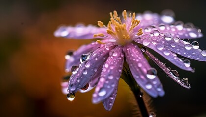 water drops on purple flower