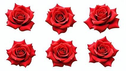 Fototapeta premium a collection of six vibrant red roses, showcasing their perfect petals and intricate details