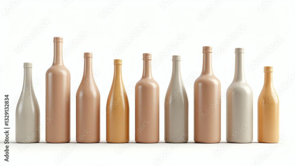 Poster a row of colorful bottles, with a variety of shapes and sizes