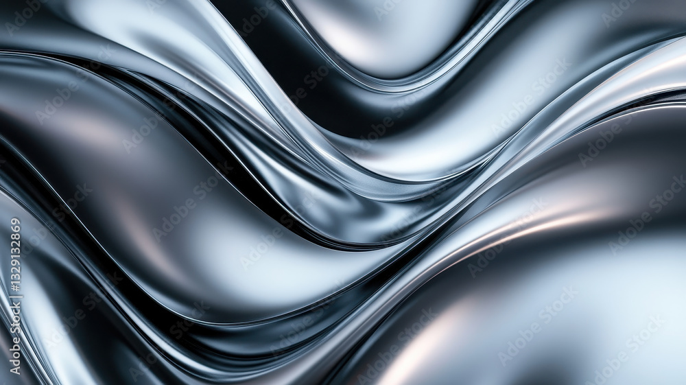 Poster mesmerizing abstract 3d metallic wave structure, showcasing fluid curves and futuristic design that 