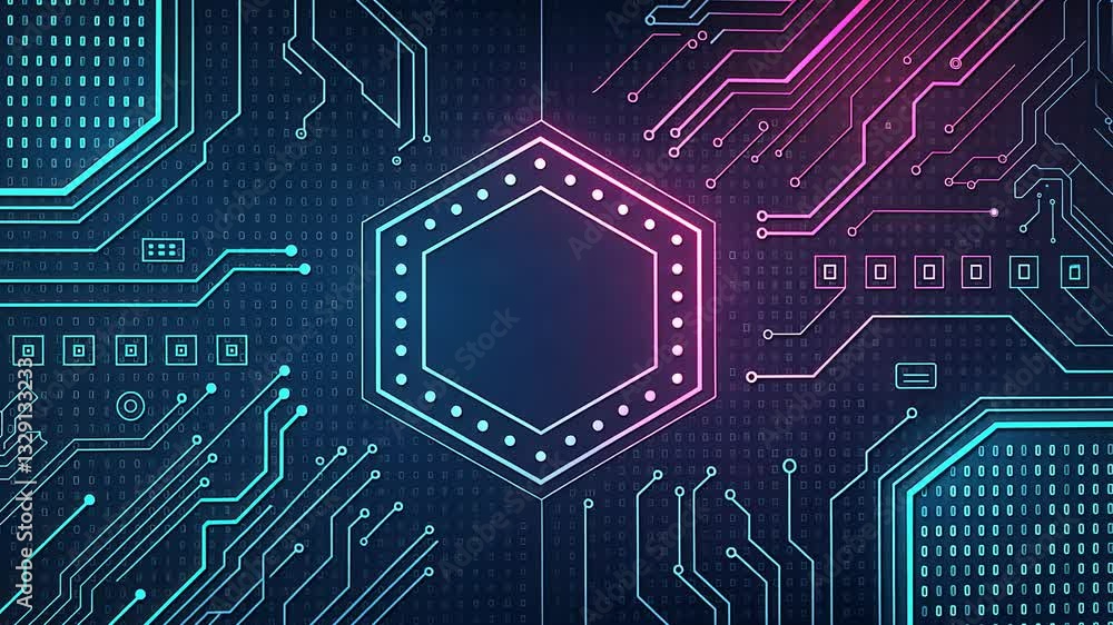 Aufkleber futuristic and technology background concept, abstract circuit board design with glowing elements