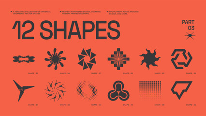 Universal trendy geometric shapes set , bright bold elements composition. Design forms perfect for poster designs, custom-printed clothing, fashion, social media templates