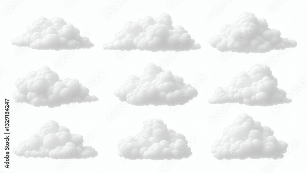 Poster a set of fluffy cumulus clouds floating in the sky