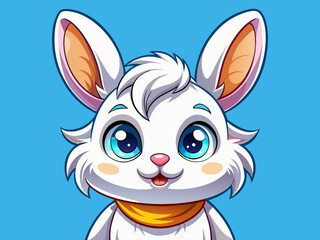vector of  Adorable white bunny cartoon illustration with a beautiful face, isolated on a background.