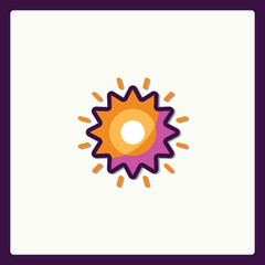 Whimsical sunburst icon with playful design elements and cheerful color palette