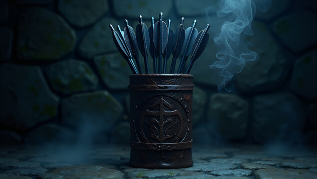 Mystical Leather Quiver with Glowing Arrows