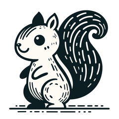 Fototapeta premium Whimsical Squirrel Line Art Illustration with Decorative Patterns