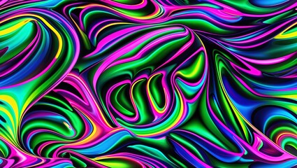Obraz premium A seamless pattern featuring vibrant swirls of colors in green, purple, and yellow creates a dynamic and eye-catching visual effect suitable for various design projects