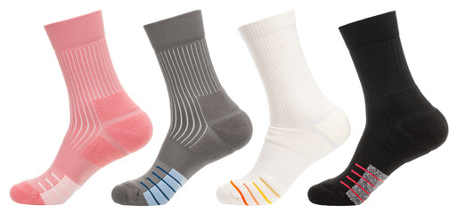 Set of four athletic socks isolated on white