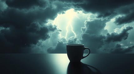 Minimalist Background with Simple Coffee Cup and Soft Shadows