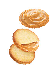 Delicious peanut butter cookies on a white background
