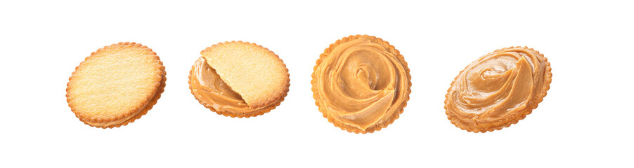 Delicious peanut butter cookies on a white background