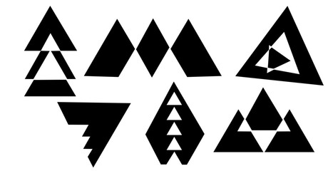 Obraz premium Vector illustration of a set of icons, Pyramid triangle design,Most common shapes silhouette 