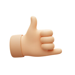 3D Cartoon Hand Gesture Call Me Sign  Illustration, Cute Hand Shape for Communication