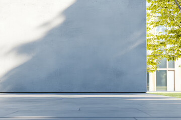 Modern architectural design showcasing a minimalist wall with natural light at midday