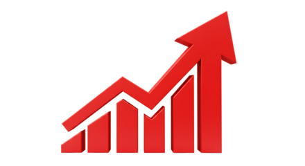Red 3D Arrow Growth Chart Business Success Financial Upward Trend Graphic icon data goal design     