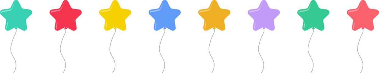 Balloon in flat style. Bunch of balloons for birthday or party. Flying balloon with rope. Flat icon illustration isolated on white background. © Volodymyr2