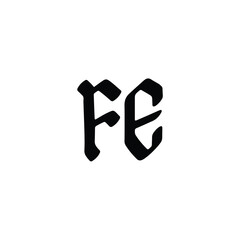 FE monogram logo design letter text name symbol monochrome logotype alphabet character simple logo