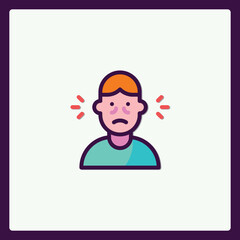 Person with a fever vector icon illustration representing sickness, illness