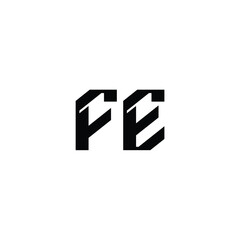 Obraz premium FE monogram logo design letter text name symbol monochrome logotype alphabet character simple logo