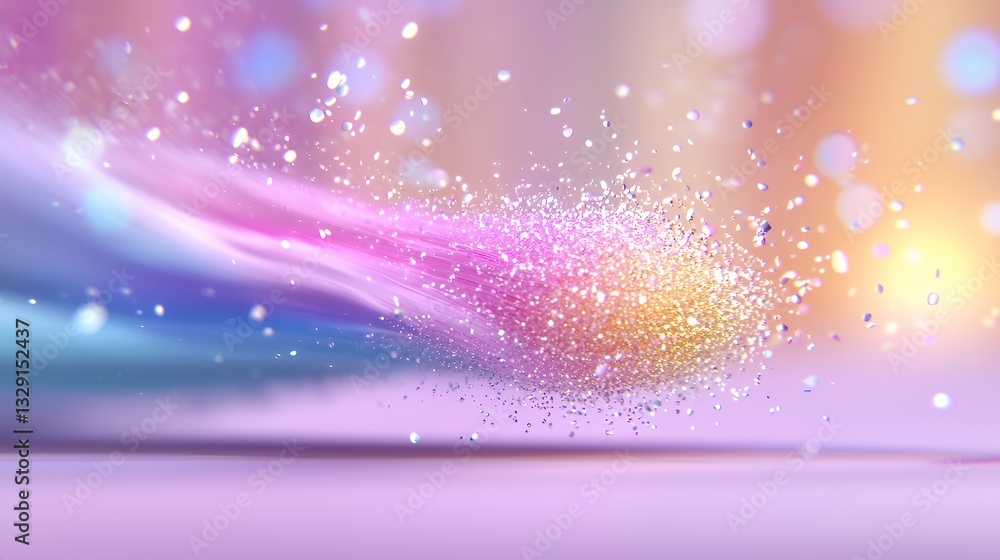 Poster abstract colorful light streaks with glitter particle flow and bokeh