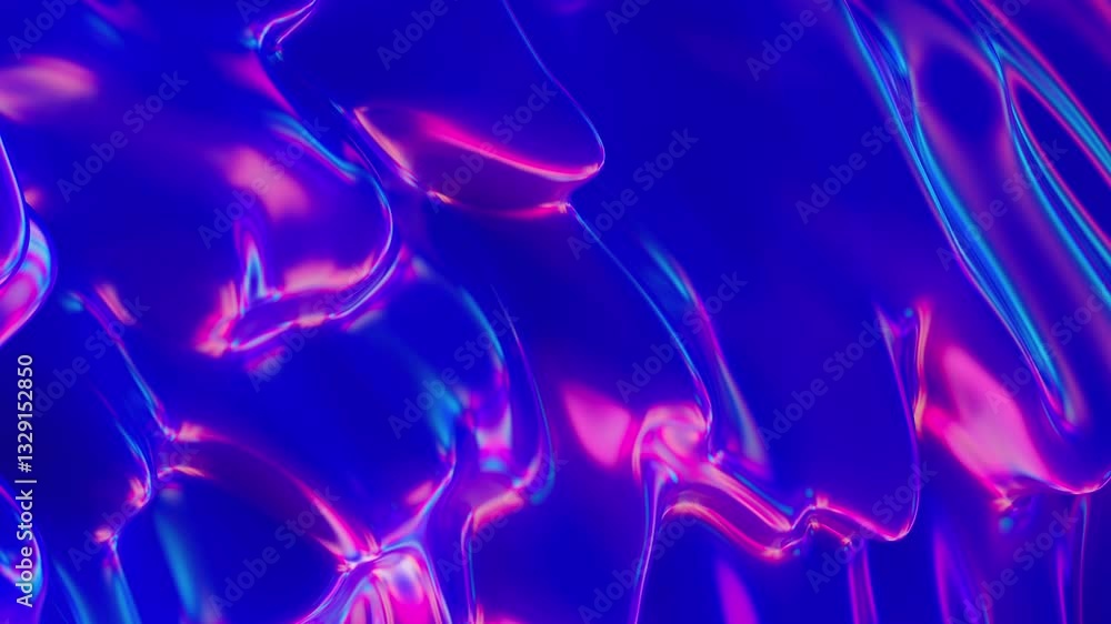 Poster abstract futuristic animation of liquid lava with a beautiful background of fluorescent neon waves. 