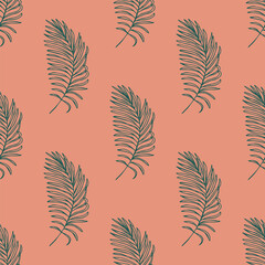 Seamless pattern with tropical leaves doodle for decorative print, wrapping paper, greeting cards, wallpaper and fabric