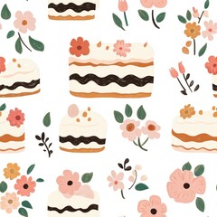 Seamless pattern of smooth fondant draped over a cake, creating an elegant and stylish dessert backdrop.