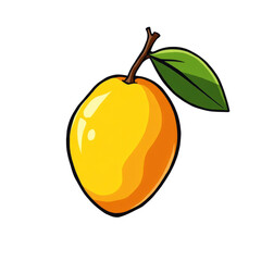 Cartoon Mango Fruit with Leaf and transparent background