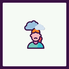 Stylized person icon representing feelings of sadness or depression
