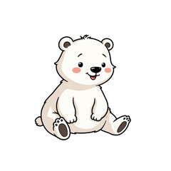 Obraz premium Cartoon Polar Bear Sitting, Transparent Background