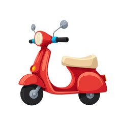 Cartoon Red Scooter with Transparent Background