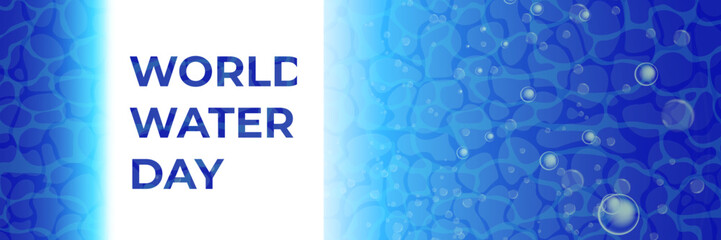 world water day wide banner with deep ocean water background
