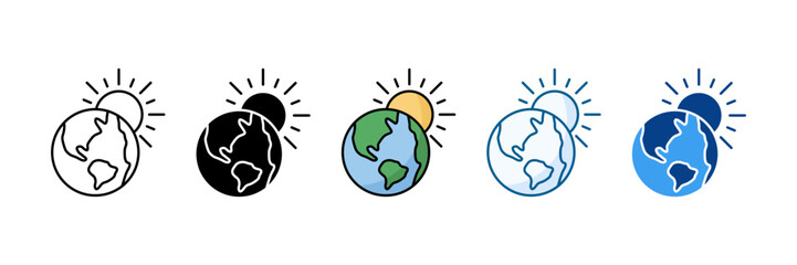 Lunar Eclipse Shadow Icon Set Multiple Style Collection