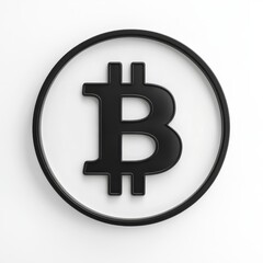 Obraz premium Bitcoin Symbol in 3D Rendering with Black Outline on a White Background Creates Modern Aesthetic