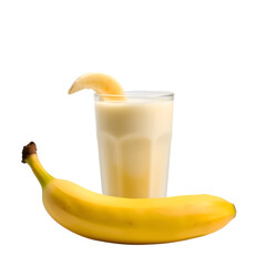 Banana milkshake isolated on transparent background