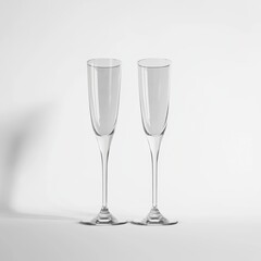 Obraz premium Champagne Flutes Elegant Crystal Glassware Modern Design Minimalist White Background Drinkware Luxury Items