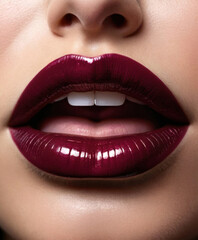 Bold Burgundy Lipstick with High Shine